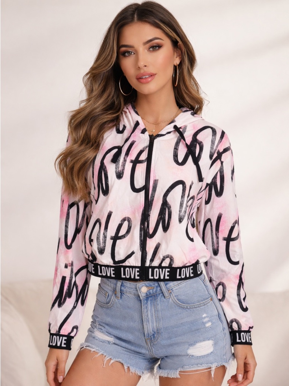 New York & Company Soho Women's Graphic Pink and Black Bomber Jacket